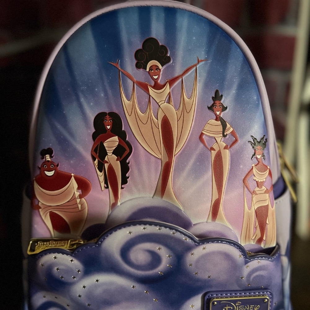 Loungefly Disney Hercules Muses Backpack with Purple and Cream